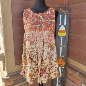 Zephyr Floral Fall Autumn Tiered Sleeveless Floral Top Women's Size Medium